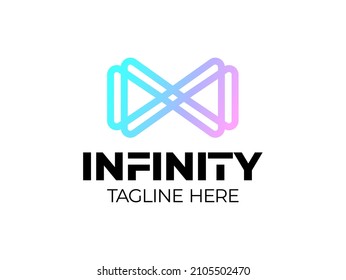 infinity play media line logo vector. 3D media play logo design template. Media play icon vector template. Monogram for business, internet, online shop, label or packaging.