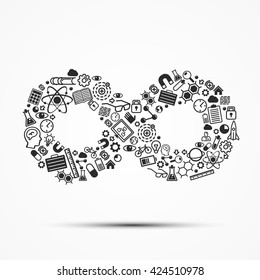 The infinity of the plurality of icons. Vector illustration.