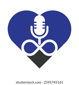 Infinity podcast heart shape vector logo design icon illustration.