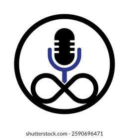 Infinity podcast vector logo design icon illustration.