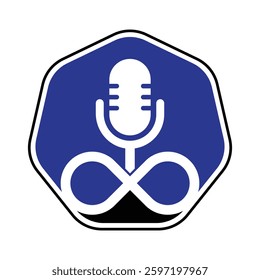 Infinity podcast vector logo design icon illustration.