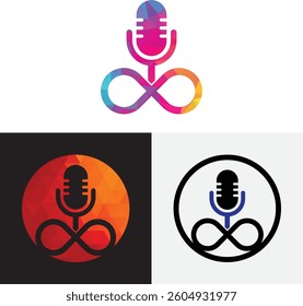 Infinity podcast vector logo design icon illustration.