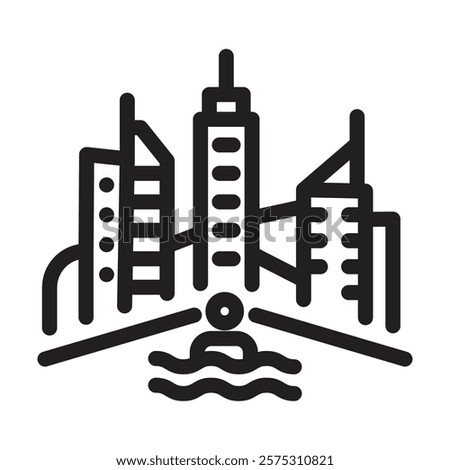 Infinity pool icon. Editable line icon. Vector illustration