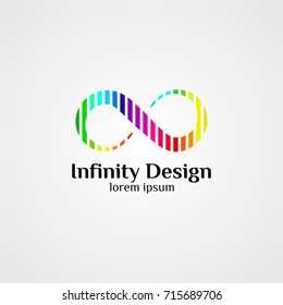 Infinity rainbow loop unlimited logo symbol design. Infinite colorful cloud data concept. Vector illustration 