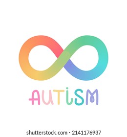 Infinity rainbow sign vector illustration. Autism new symbol. Autism awareness day card.