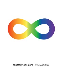 Infinity rainbow symbol. Autism pride symbol vector illustration. infinity sign in rainbow spectrum colors. Neurodiversity awareness and acceptance. 