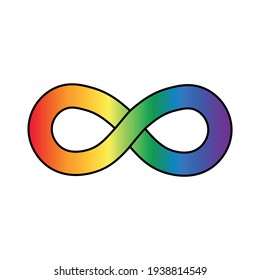 Infinity rainbow symbol. Autism pride symbol vector illustration. infinity sign in rainbow spectrum colors. Neurodiversity awareness and acceptance. 