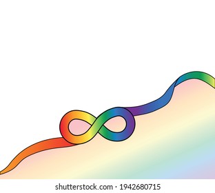 Infinity rainbow symbol. Autism pride symbol vector illustration. infinity sign in rainbow spectrum colors. Neurodiversity awareness and acceptance background with copy space for text. 