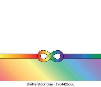 Infinity rainbow symbol. Autism pride symbol vector illustration. infinity sign in rainbow spectrum colors. Neurodiversity awareness and acceptance background with copy space for text. 