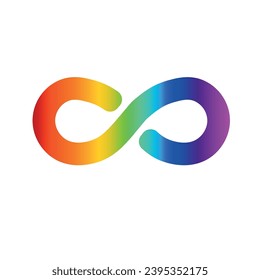 Infinity rainbow symbol. Autism pride symbol vector illustration. infinity sign in rainbow spectrum colors. Neurodiversity awareness and acceptance. 