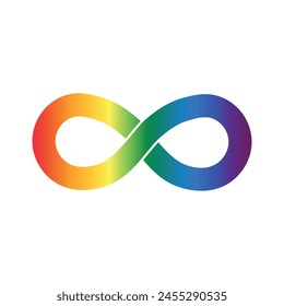 Infinity rainbow symbol. Autism pride symbol vector illustration. infinity sign in rainbow spectrum colors. Neurodiversity awareness and acceptance.	