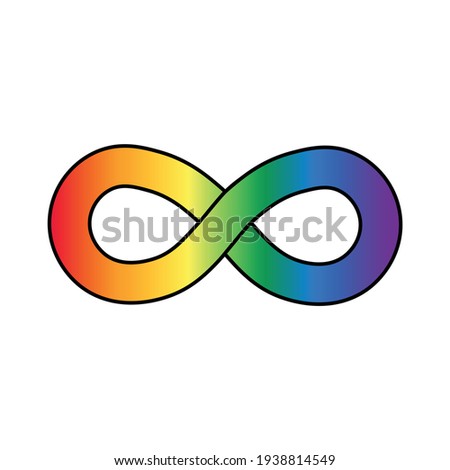 Infinity rainbow symbol. Autism pride symbol vector illustration. infinity sign in rainbow spectrum colors. Neurodiversity awareness and acceptance. 