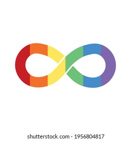 Infinity rainbow symbol with block colors. Autism pride symbol vector illustration. infinity sign in rainbow spectrum colors. Neurodiversity awareness and acceptance. 