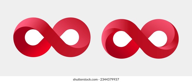 Signo del icono rojo infinito, elemento de diseño de plantilla, ilustración del vector