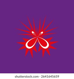 Infinity red splash. Abstract symbol shape. Violet background vector. Dynamic floral figure.