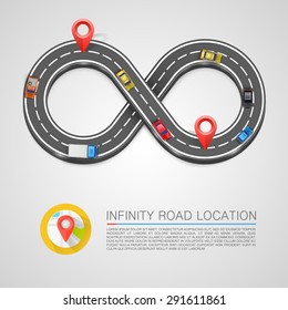 Infinity Road location, Infinity Road sign, Vector illustration