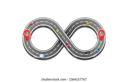 Infinity Road location way sign art. Vector illustration