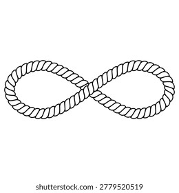 Infinity rope symbol, twisted cord loop endless strength connection