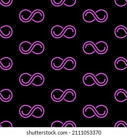 infinity seamless pattern, bright vector illustration on black background.