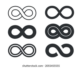 Infinity set in abstract style on white background. Round logo. Future concept. 