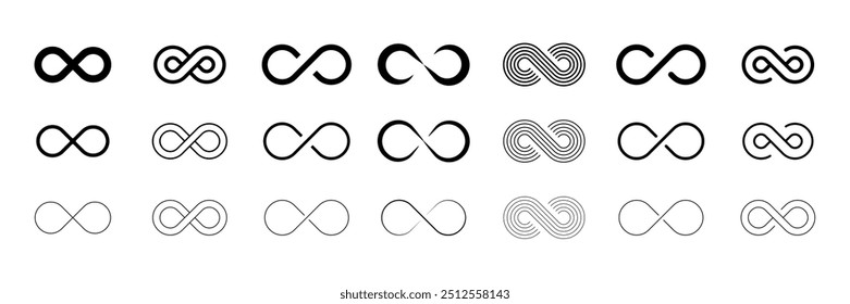 infinity set icon, infinity symbol, infinity vector