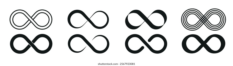 infinity set icon, infinity symbol, infinity vector. 