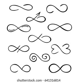 Infinity. Set of infinity symbols. Vector illustration.