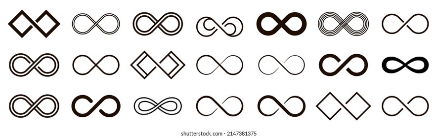 Infinity shape icon set endless vector illustration