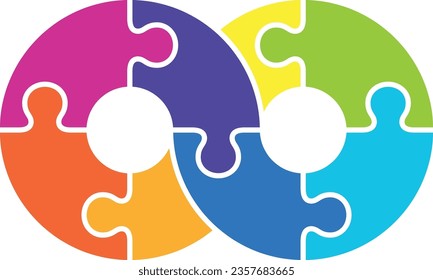 Infinity shape puzzle pieces. Colorful business icon