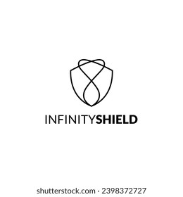 Infinity Shield minimalist line art logo design