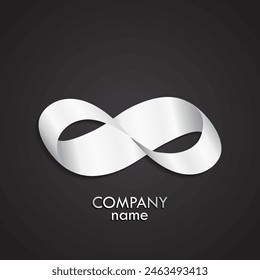 infinity shiny silver mobius strip 3d modern logo design