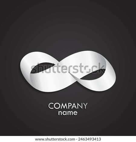 infinity shiny silver mobius strip 3d modern logo design