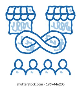 infinity shop competition sketch icon vector. Hand drawn blue doodle line art infinity shop competition sign. isolated symbol illustration