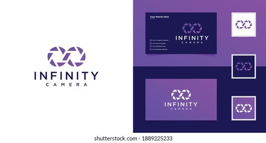 Infinity shutter lens Photography logo designs concept vector, Infinity and Camera logo symbol and business card