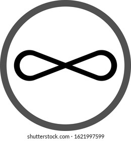 Infinity sign black in grey circle / isolated vector