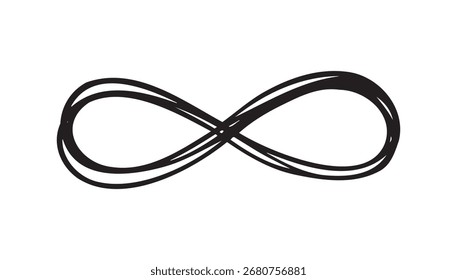 Signo de infinito doodle dibujado a mano icono. Ilustración vectorial