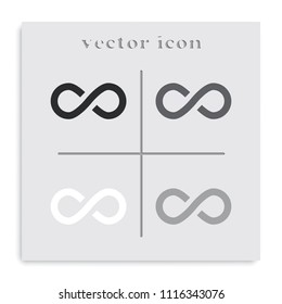 Infinity sign flat black and white vector icon.