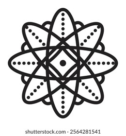 Infinity sign, flower, mandala, harmony symbol. Recycling, cyclicality. Black line vector icon. Outline monochrome illustration, editable stroke