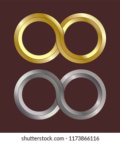 Infinity sign gold and silver vector illustration isolated