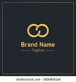 Infinity sign golden modern logo design template