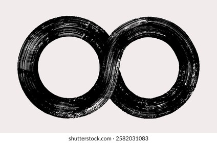 Infinity sign. Grunge dry brush stroke. Grunge ​endless sign. Black infinity vector sign combines deep meaning with a unique visual style. Symbol freedom eternity or infinity in various contexts.