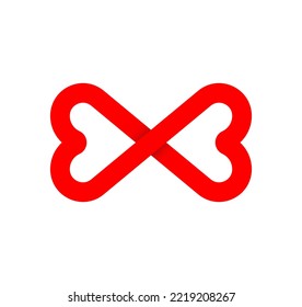 Infinity sign from the heart. Cyclic red health heart. Modern natural endless loop. Futuristic logo corporate design.