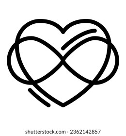 Infinity sign in heart shape line icon, free love concept, Love eternity sign on white background, Intertwined heart with infinity sign in outline style for mobile and web. Vector graphics