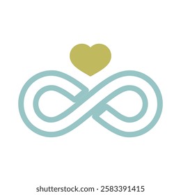 Infinity sign and heart symbol of eternal love isolated icon. Vector illustration, romance elements. Sticker, patch, badge, card for marriage, valentine