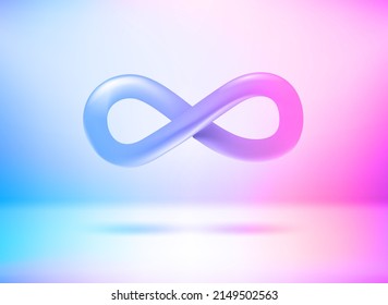 Infinity sign with holographic effect. 3d vector illustration