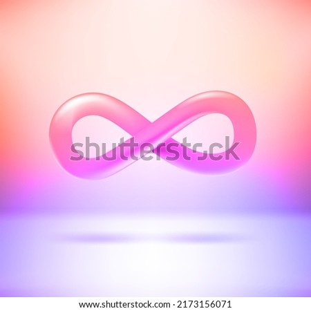Infinity sign with holographic effect. 3d vector illustration