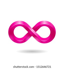 Infinity sign icon in 3D glossy style - vector isolated creative decorated philosophical symbol 