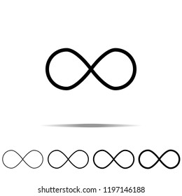 Infinity sign icon in different shapes, thickness. Simple outline vector of web for UI and UX, website or mobile application