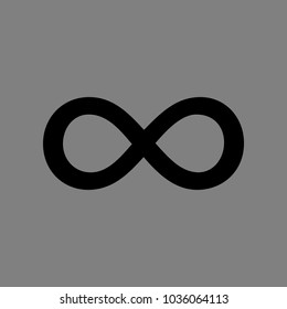 Infinity sign icon. Vector. Black icon on medium gray background. Isolated.