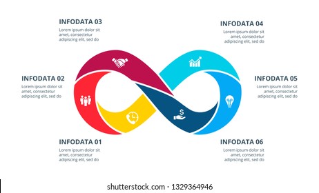 Infinity sign infographic. Template for presentation with 8 options. Abstract diagram.